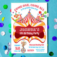 Carnival circus birthday party invitation