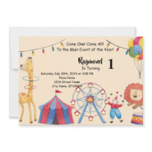 Carnival Circus Birthday Party Invitation