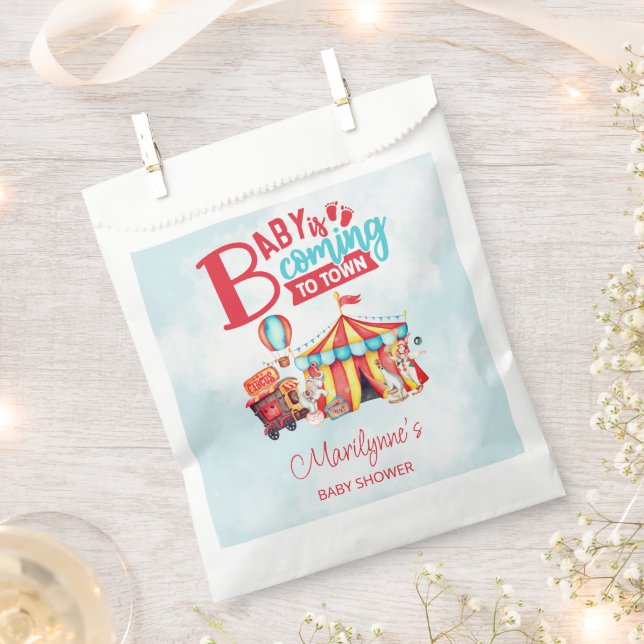 Carnival Circus Blue Baby Shower Favor Bag (Clipped)