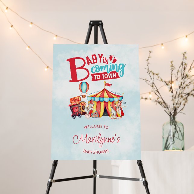 Carnival Circus Blue Baby Shower Foam Board (In Situ (Stand))