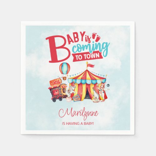 Carnival Circus Blue Baby Shower Napkins