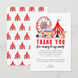 Carnival Circus Clown Balloon Festival Birthday Thank You Card