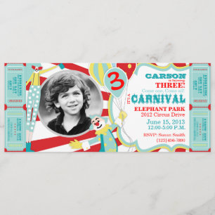 Carnival Circus Clowns Birthday Invitation
