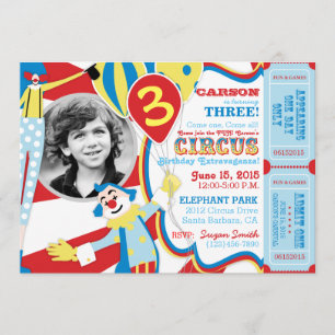 Carnival Circus Clowns Birthday Invitation