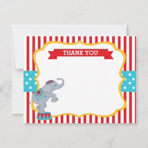 Carnival Circus Elephant Thank You Notes Cards