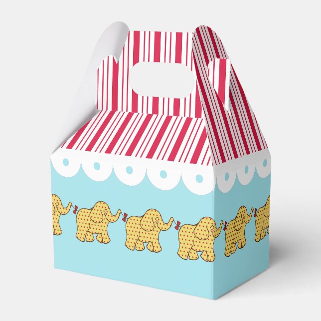 Carnival Circus Elephants Birthday Party Favor Box (Front Side)