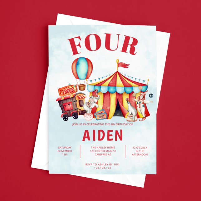 Carnival Circus Festival 4th Birthday Invitation (Creator Uploaded)