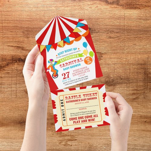 Carnival Circus Festival Baby Shower All In One Invitation