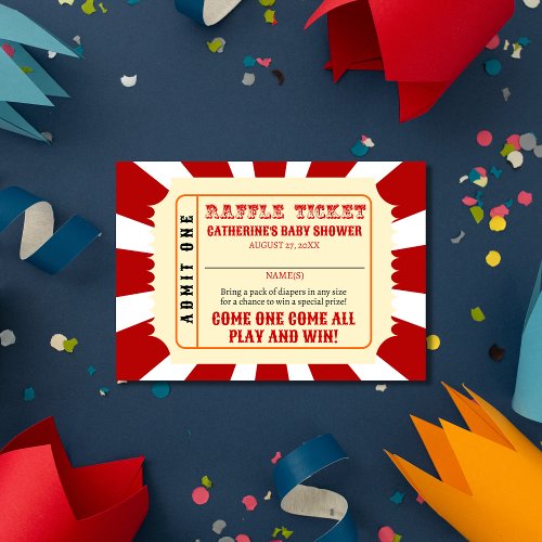 Carnival Circus Festival Baby Shower Diaper Raffle Enclosure Card