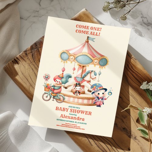 Carnival Circus Festival Baby Shower Invitation