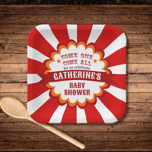 Carnival Circus Festival Baby Shower Paper Plates