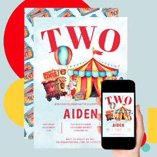 Carnival Circus Festival Kid's 2nd Birthday Invitation