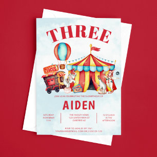 Carnival Circus Festival Kid's 3rd Birthday Invitation