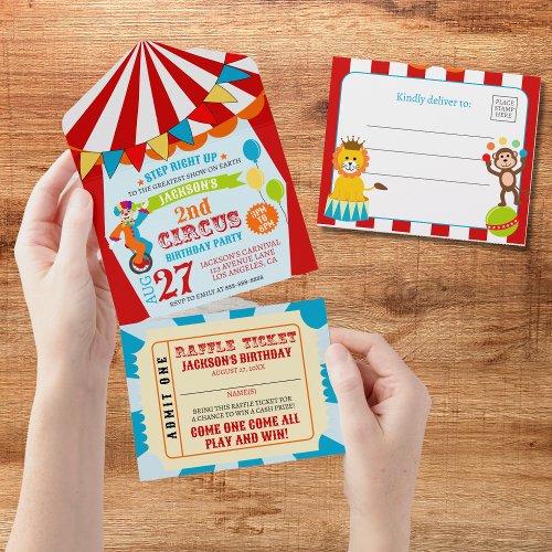 Carnival Circus Festival Kids Birthday Party All In One Invitation