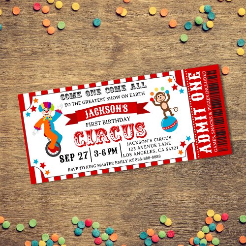 Carnival Circus Festival Kids Birthday Party Invitation
