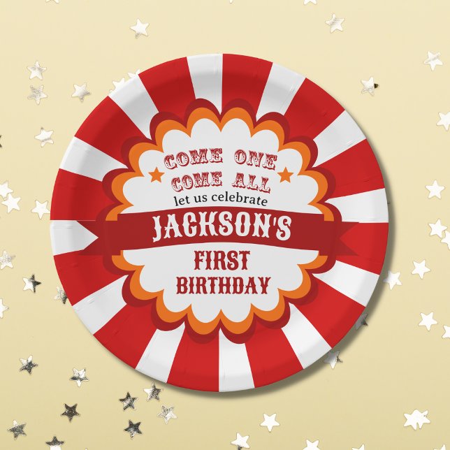 Carnival Circus Festival Kids Birthday Party Paper Plates (Creator Uploaded)
