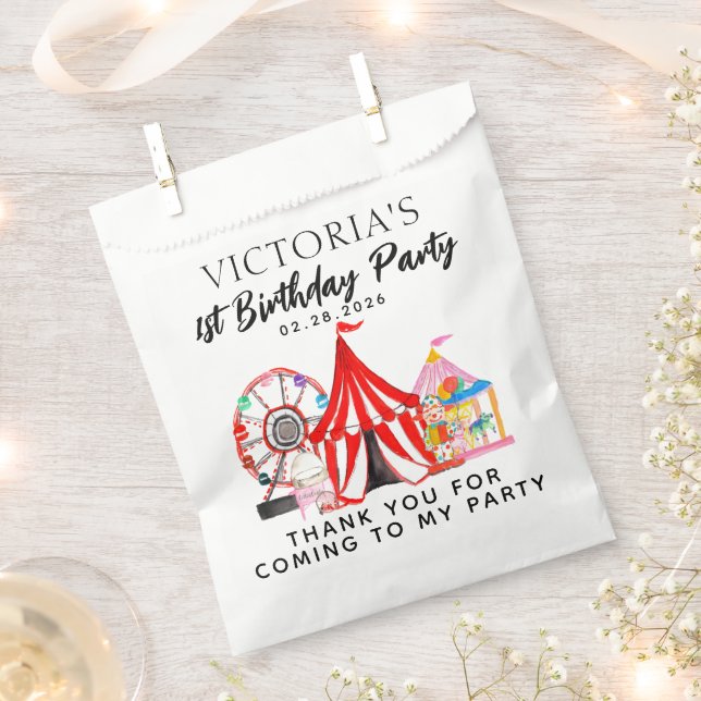 Carnival Circus Festival Show Thank You Birthday Favor Bag (Clipped)