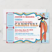Carnival Circus Juggling Stilt Walkers Birthday Invitation (Back)