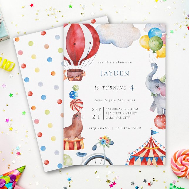 Carnival Circus Kid 4th Birthday Invitation (Creator Uploaded)