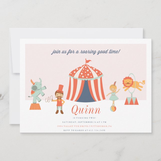 CARNIVAL CIRCUS KIDS BIRTHDAY INVITATION invite (Front)