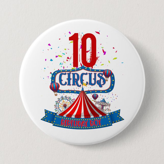 Carnival Circus Party Celebration Age 5 Matching  Button (Front)