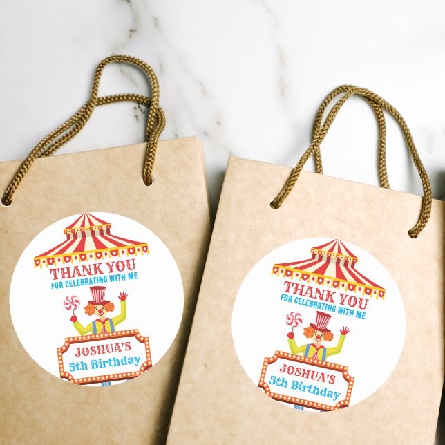 Carnival circus party personalized classic round sticker (Creator Uploaded)