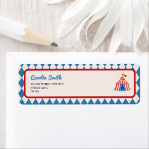 carnival circus retro script baby shower label