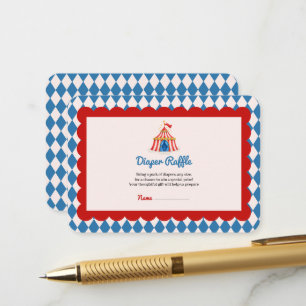 carnival circus retro script Diaper Raffle Enclosure Card