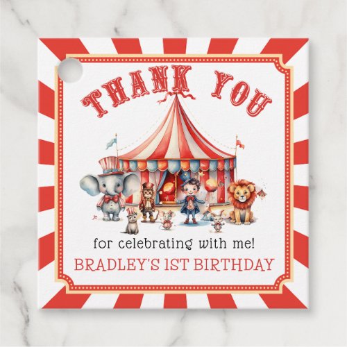 Carnival Circus Show  Animals Birthday Thank You Favor Tags