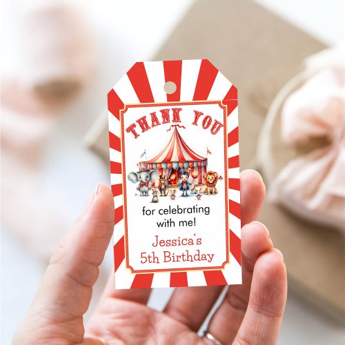 Carnival Circus Show  Animals Birthday Thank You Gift Tags