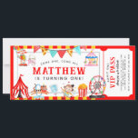 Carnival Circus Show Ticket Entrance Kids Birthday Invitation<br><div class="desc">Modern Cute Carnival Circus Show Ticket Entrance Kids Birthday Invitation</div>