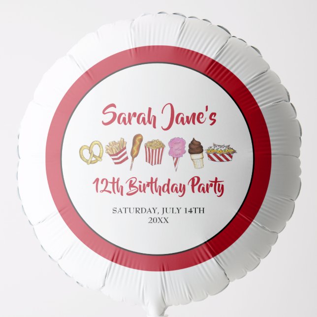 Carnival Circus State Fair Foods Birthday Party Balloon (Front)