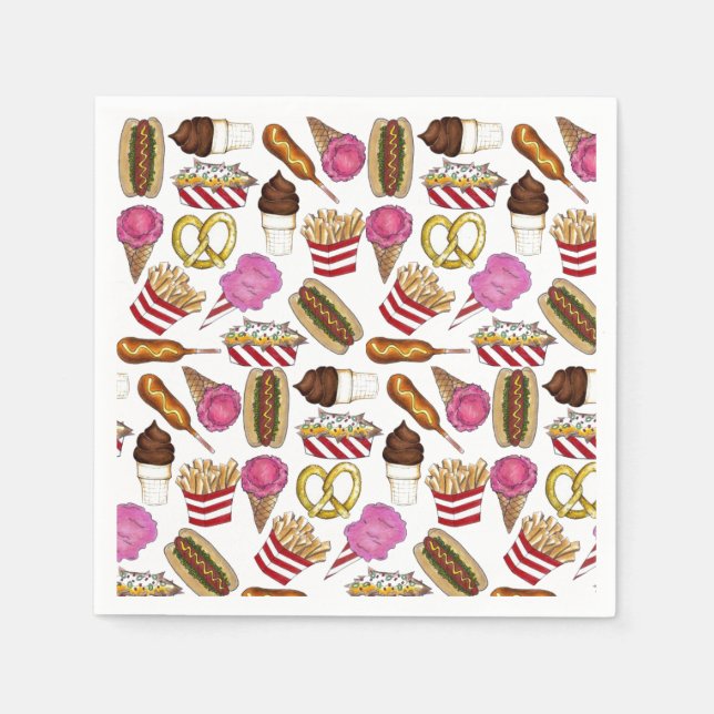 Carnival Circus State Fair Foods Birthday Party Napkins (Front)
