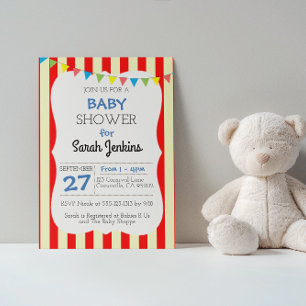 Carnival Circus Stripe Baby Shower Invitation