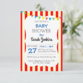Carnival Circus Stripe Baby Shower Invitation (Standing Front)