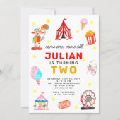 Carnival Circus Tent Clown Popcorn Kid Birthday Invitation (Front)