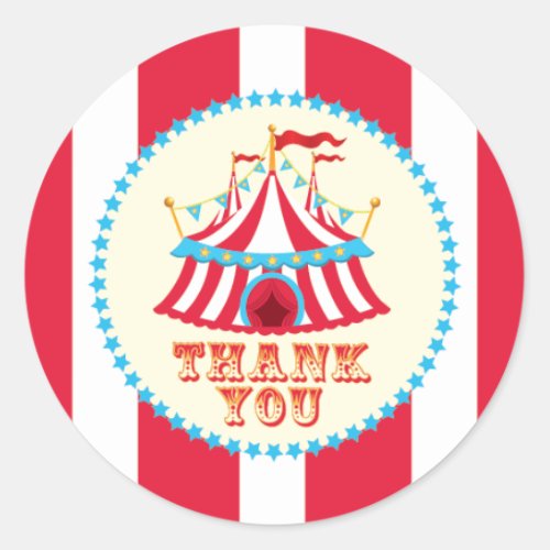 Carnival Circus Tent Thank You Sticker