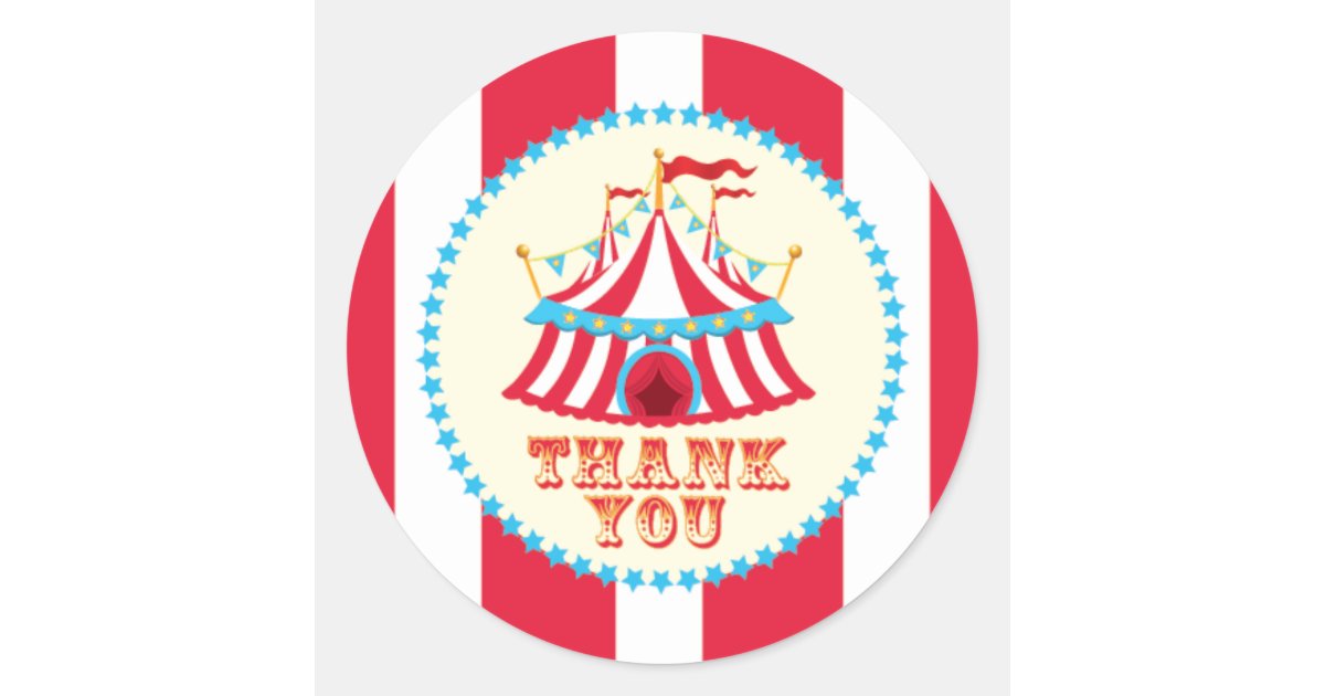 carnival circus tent thank you sticker zazzle com round christmas address labels
