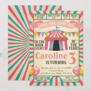Pink Carnival Invitations Zazzle