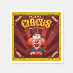Carnival Clown ADD NAME Big Top Family Circus Show Napkins