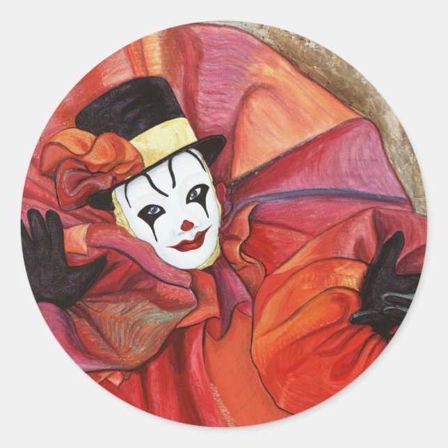 Carnival Clown Classic Round Sticker (Front)