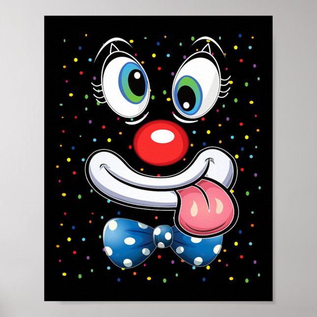 Carnival Clown Face Circus Costume Kids Men Women  Poster (Front)