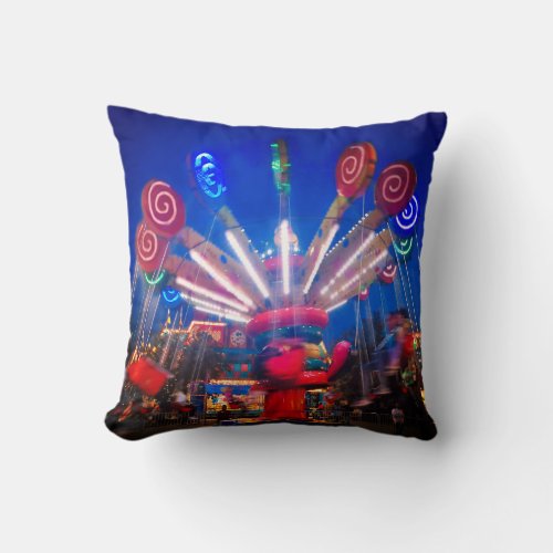 CARNIVAL Colorful Amusement Park Swing 2_Sided Throw Pillow