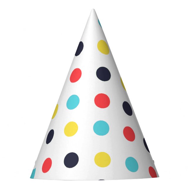 Carnival Colorful Large Polka Dot Birthday Party Hat (Front)
