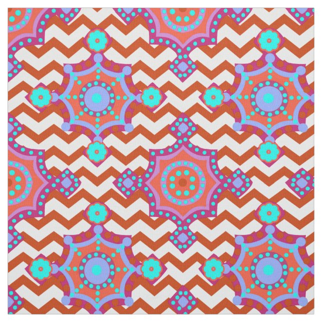 Carnival Colors | Chevron Boho Pattern Fabric (Swatch)