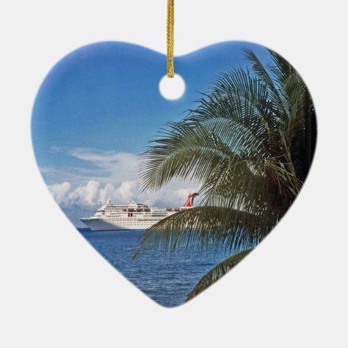 Carnival cruise ship docked at Grand Cayman Ceramic Ornament