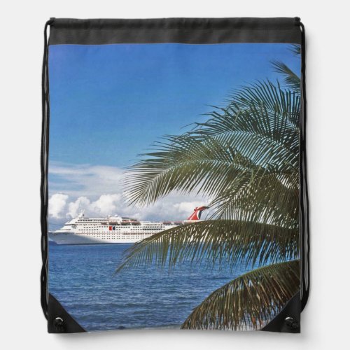 Carnival cruise ship docked at Grand Cayman Drawstring Bag