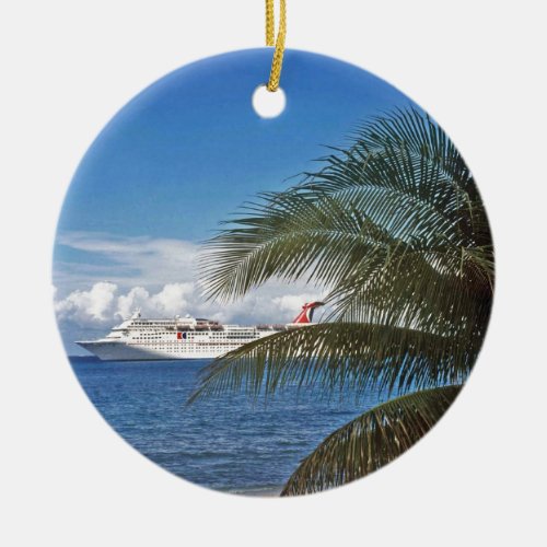 Carnival cruise ship docked at Grand Cayman Island Ceramic Ornament