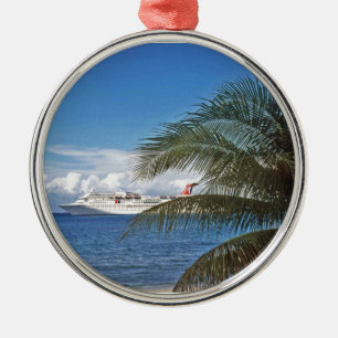 Carnival cruise ship docked at Grand Cayman Island Metal Ornament