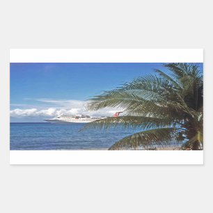 Carnival cruise ship docked at Grand Cayman Island Rectangular Sticker